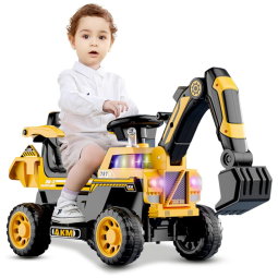 Escavadeira Infantil com Música e Luz LED para Crianças de 3 Anos ou Mais, Funyard, Amarela