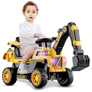 Escavadeira Infantil com Música e Luz LED para Crianças de 3 Anos ou Mais, Funyard, Amarela