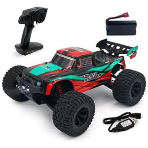Carro RC Off Road 4x4 Escala 1:12, Atinge 48 km/h com Luz Farol LED para Hobby, EXBONZAI, Vermelho