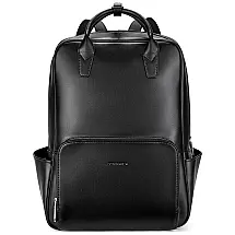 Mochila de Couro para Laptop Feminina, BOSTANTEN, Preto