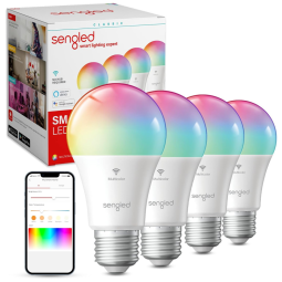 Lâmpada LED Colorida Inteligente Wi Fi, Controle de Voz, 800LM, 60W, 4 Un, SENGLED W31 N15, Azul