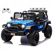 Carro Elétrico Infantil Sopbost Azul 24V 2 Lugares 4 Motores 4WD Pneus EVA Controle Bluetooth LED Off-Road
