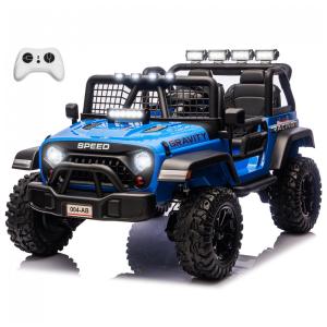 Carro Elétrico Infantil Sopbost Azul 24V 2 Lugares 4 Motores 4WD Pneus EVA Controle Bluetooth LED Off-Road
