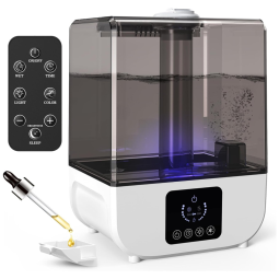 Umidificador Ultrassônico Portátil HUMUGE 5L até 50H com Controle Remoto e Visor Digital, Cinza