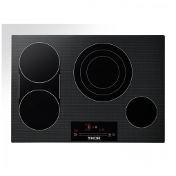 Cooktop elétrico de embutir 76 cm Thor Kitchen vitrocerâmico preto 4 zonas radiantes LightningBoil, zona dupla sincronizada 9000W 240V