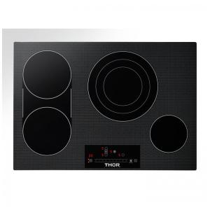 Cooktop elétrico de embutir 76 cm Thor Kitchen vitrocerâmico preto 4 zonas radiantes LightningBoil, zona dupla sincronizada 9000W 240V