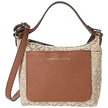 Tommy Hilfiger Bolsa Feminina de Ombro em Couro Sintético, Marrom