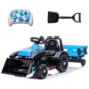 Trator Elétrico Infantil 3 em 1 com Reboque, Controle Remoto e Luz LED, AVRCECI, Azul