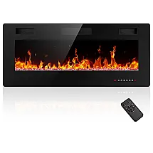 Lareira Elétrica Electactic 107x46cm 1500W 12 Cores Chamas LED Embutir 110V