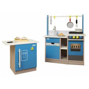 Kit Cozinha Interativa 360 Graus 2 em 1 com Ilha e 12 Acessórios para Crianças de 3 a 8 Anos, LITTLE TIKES 659997, Azul
