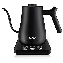 Chaleira Elétrica 800mL com Controle de Temperatura, Aquecimento Rápido, 5 Predefinições e Painel Digital, 1200W, Rafow, Preto Fosco