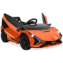 Carro Elétrico Infantil Lamborghini Sian Roadster 12V Laranja, 2 Velocidades, Controle Remoto, Som, LED, Portas Hidráulicas
