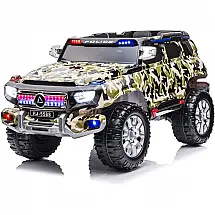 MICKORS Carro, Carrinho Elétrico 2 Assentos 12V, com Luzes de LED e Controle Remoto, Policial