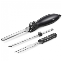 Faca Elétrica Reemix Z3042 para Entalhar Carnes, Aves, Pães, Artesanato e Mais, Conjunto com 2 Lâminas para Carnes e Pães, Garfo Incluso -