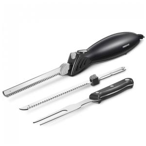 Faca Elétrica Reemix Z3042 para Entalhar Carnes, Aves, Pães, Artesanato e Mais, Conjunto com 2 Lâminas para Carnes e Pães, Garfo Incluso -