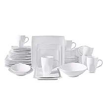 Aparelho de Jantar HomeVss Elegance White 51 Peças Bone China Serviço para 8 Design Quadrado