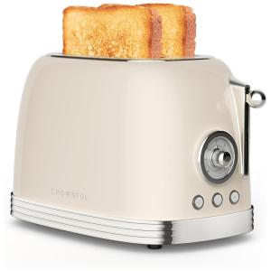 Torradeira 4 Fatias, Aço Inoxidável, com Suporte para Grelha, 900W, 110v, CROWNFUL WT 330D, Beje