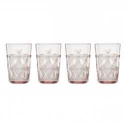 Conjunto de Copos 350mL para Qualquer Ocasião com Tema de Borboletas, 4 Peças e Resistente à Quebra, LENOX 896076, Rosa