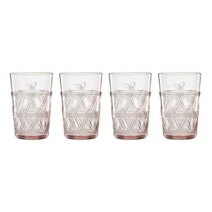 Conjunto de Copos 350mL para Qualquer Ocasião com Tema de Borboletas, 4 Peças e Resistente à Quebra, LENOX 896076, Rosa