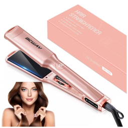 Chapinha Prancha de Cabelo Profissional com Placa Cerâmica e Visor LED, Bivolt, BCWAY QY 1100, Rosa