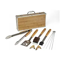 Kit Estojo Grill, Churrasco de Bambu 13 Peças, CUISINART CGS 7014, Marrom Claro