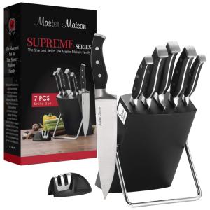 Conjunto de Facas em Aço Inoxidável com Bloco de Bancada, 11 Peças, MASTER MAISON MM 11KS BLCK, Preto