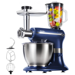 Batedeira Elétrica de Bancada 6.5 Litros 5 Velocidades em Aço Inoxidável, 110V 800W, Aifeel, Azul