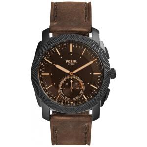 Relógio Smartwatch 45mm com Tela Sensível ao Toque em Aço Inoxidável e Pulseira de Couro com Frequência Cardíaca, FOSSIL, Preto