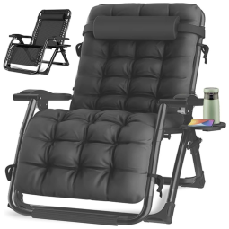 Cadeira Reclinável Ajustável Gravidade Zero com Apoio de Cabeça e Porta Copos, KINGBO, Marrom