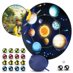 Jogo de Dardos National Geographic Kids Glow in The Dark para Crianças com Alvo Reversível de 71cm, Dardos Brilhantes e Bolas Adesivas