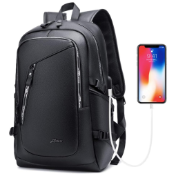 DYJ Mochila para Laptop com Porta USB de Carregamento Unissex, Preto
