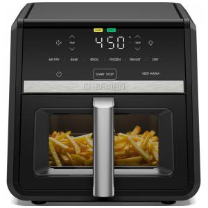 Fritadeira elétrica sem óleo 8,5L Chefman preta motor DC de alta potência janela de visualização 7 funções 1750W 110V