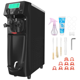 Máquina de Sorvete Profissional 15L por Hora com 1 Bico e Tela LCD, 110V 1050W, GSEICE, Preta