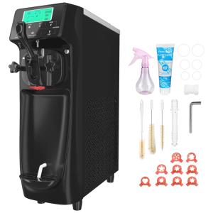 Máquina de Sorvete Profissional 15L por Hora com 1 Bico e Tela LCD, 110V 1050W, GSEICE, Preta