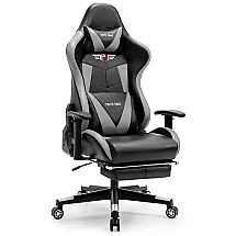 Cadeira Gamer Ergonômica Giratória com Suporte Lombar e Apoio de Cabeça, PATIOMAGE, Preto