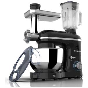 Nurxiovo Batedeira 3 em 1, 850W 6 Velocidades Aço inoxidável 6L Preto 110V