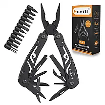 Alicate Multifuncional 26 em 1 em Aço Inoxidável com 11 Bits – Ferramenta Compacta e Resistente, Preto