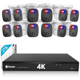 Sistema de Câmera de Segurança Swann Home 12 Câmeras, 16 Canais 4K com Fio Interna ou Externa