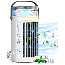 Manwe Climatizador 4 em 1 Portátil 450 mL com 3 Velocidades, Recarregável, Branco
