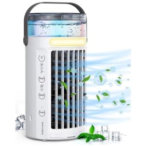 Manwe Climatizador 4 em 1 Portátil 450 mL com 3 Velocidades, Recarregável, Branco