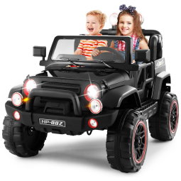 Fitness Club Carro, Carrinho Elétrico Infantil Off Road a Bateria 12V 2 Assentos com Suspensão de Mola, FITNESSCLUB, Preto