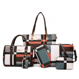 Conjunto de Bolsas Femininas 6 Peças com Carteira, 2E youth, Verde Estampado