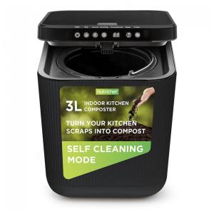 Composteira Elétrica de Cozinha 3L para Ambiente Interno com Funções de Secagem, Trituração e Resfriamento, 110V, Nutrichef, Preta
