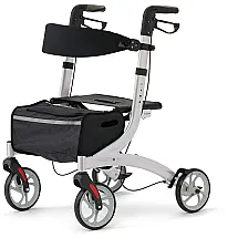Andador Adulto Idoso com Apoio de Braço, Assento Acolchoado e Cesto, Suporta até 136 kg, MEDLINE, Prateado