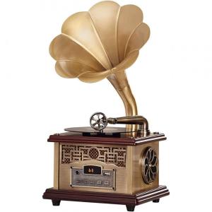 Mesa giratória retrô para toca discos clássico, fonógrafo retrô com alto falantes sem fio, gravador para decoração de escritório doméstico