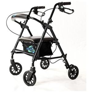 Andador Adulto Idoso HEALTHLINE com Assento, Suporta até 136 Quilos, Preto