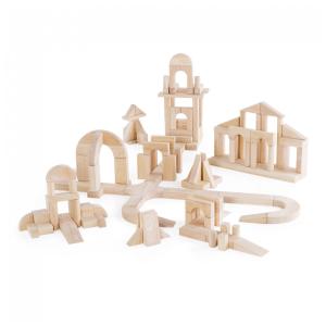 Blocos de montar de madeira Unit Blocks Set D Guidecraft com 135 peças naturais para construção e atividades STEM