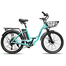 Bicicleta Elétrica Cruiser de 24 Polegadas, E-Bike para Adultos, E-Bike com Bateria Removível, E-Bike Fácil de Montar para Mulheres