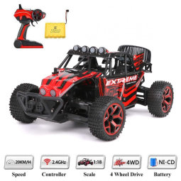 Carro OFF ROAD Controle Remoto RC 1, 18 Alta Velocidade 4WD Rádio 2.4Ghz escala 118 carro vermelho