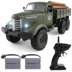 Caminhão Off-Road Militar com Controle Remoto 2.4GHz em Escala 1:16 RC 6WD, JJRC